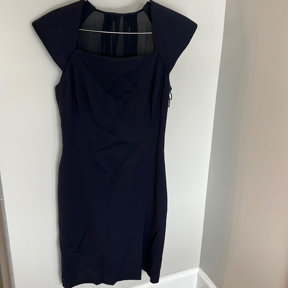 J Mendel Navy dress with sheer back